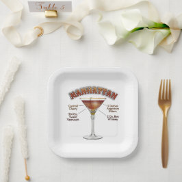 Manhattan Cocktail Recipe Art Papieren Bordje