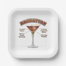 Manhattan Cocktail Recipe Art Papieren Bordje
