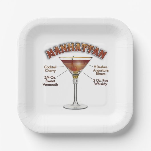 Manhattan Cocktail Recipe Art Papieren Bordje (Voorkant)