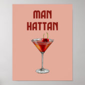Manhattan Cocktail Red Retro Drink Poster (Voorkant)