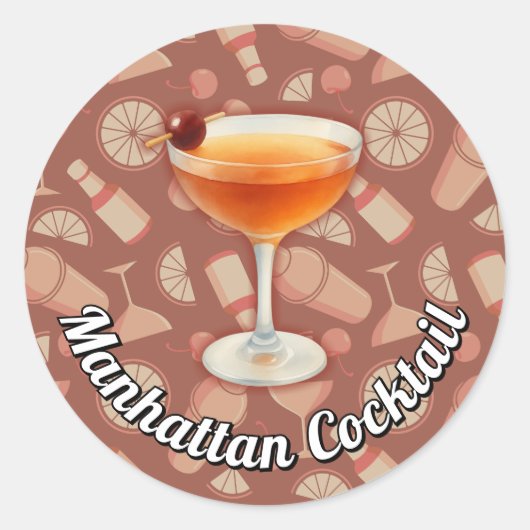 Manhattan Cocktail Ronde Sticker (Voorkant)
