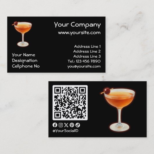 Manhattan Cocktail Visitekaartje (Voorkant / Achterkant)
