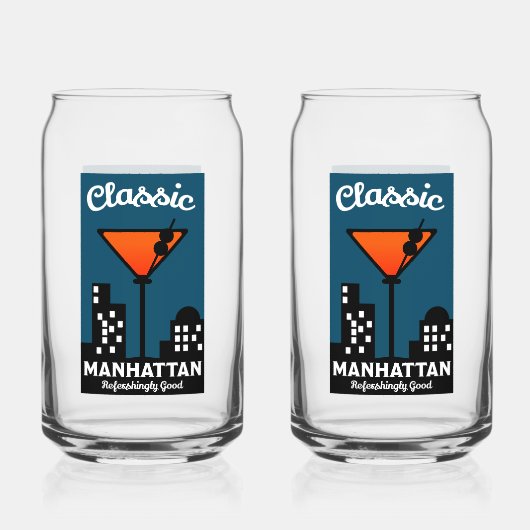 Manhattan Cocktail Wall Art Blikvorm Glas (Voorkant)