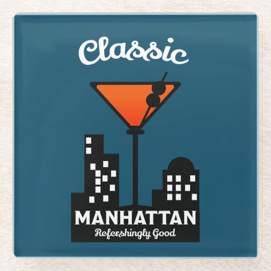 Manhattan Cocktail Wall Art Glazen Onderzetter (Voorkant)