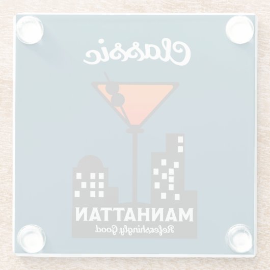 Manhattan Cocktail Wall Art Glazen Onderzetter (Achterkant)