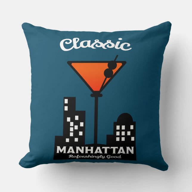 Manhattan Cocktail Wall Art Kussen (Voorkant)