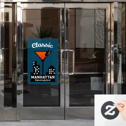 Manhattan Cocktail Wall Art Raamsticker (Kantoordeur)