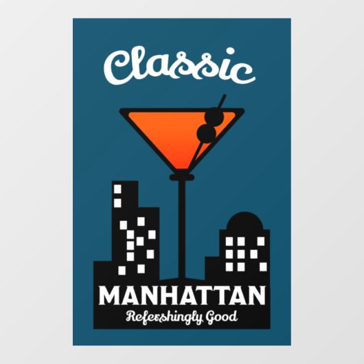 Manhattan Cocktail Wall Art Raamsticker