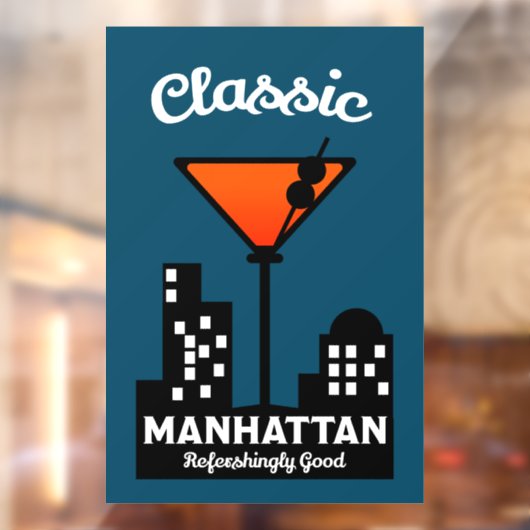 Manhattan Cocktail Wall Art Raamsticker