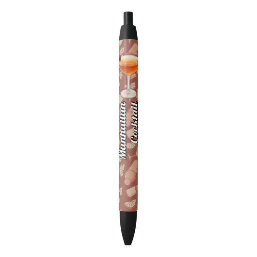 Manhattan Cocktail Zwarte Inkt Pen (Voorkant Verticaal)