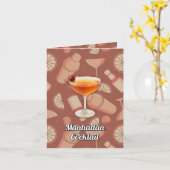 Manhattan Cocktailrecept Kaart (Gele Bloem)