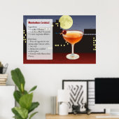 Manhattan Cocktailrecept Poster (Thuiskantoor)