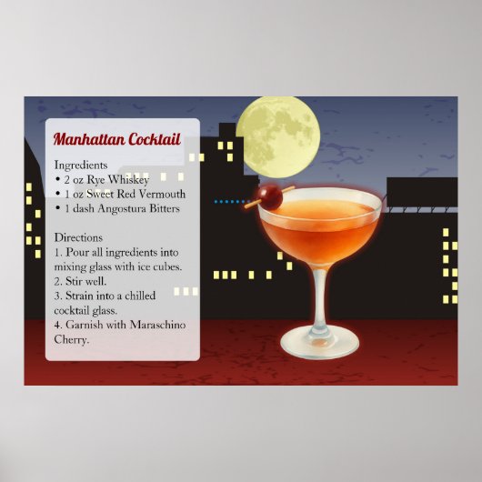 Manhattan Cocktailrecept Poster (Voorkant)