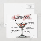 Manhattan Drink Recipe Design Briefkaart (Voorkant / Achterkant)