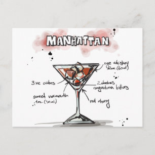 Manhattan Drink Recipe Design Briefkaart