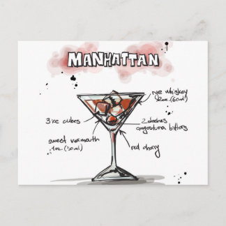 Manhattan Drink Recipe Design Briefkaart