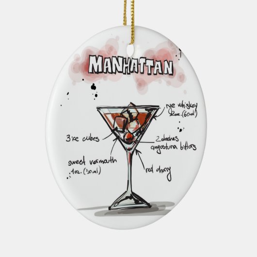 Manhattan Drink Recipe Design Keramisch Ornament (Rechts)