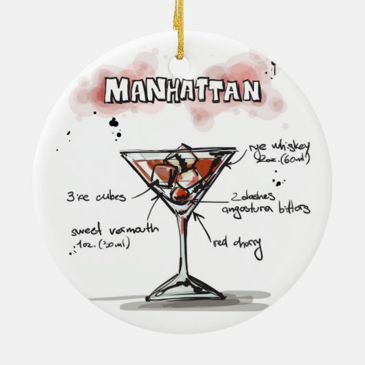 Manhattan Drink Recipe Design Keramisch Ornament (Achterkant)