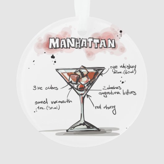 Manhattan Drink Recipe Design Ornament (achterkant)