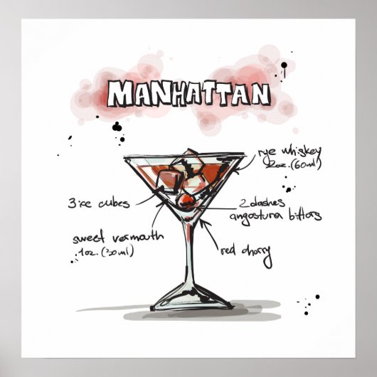 Manhattan Drink Recipe Design Poster (Voorkant)