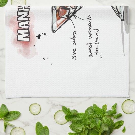 Manhattan Drink Recipe Design Theedoek (Gevouwen)