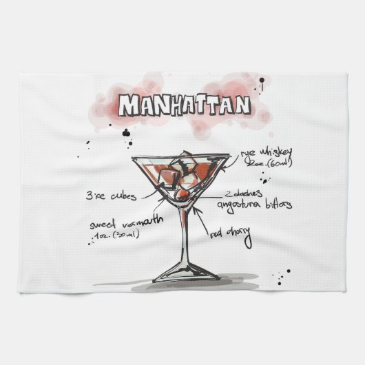 Manhattan Drink Recipe Design Theedoek (Horizontaal)