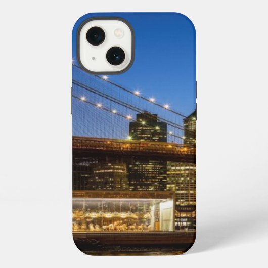 Manhattan en Brooklyn Bridge bij schemering iPhone Hoesje (Achterkant)