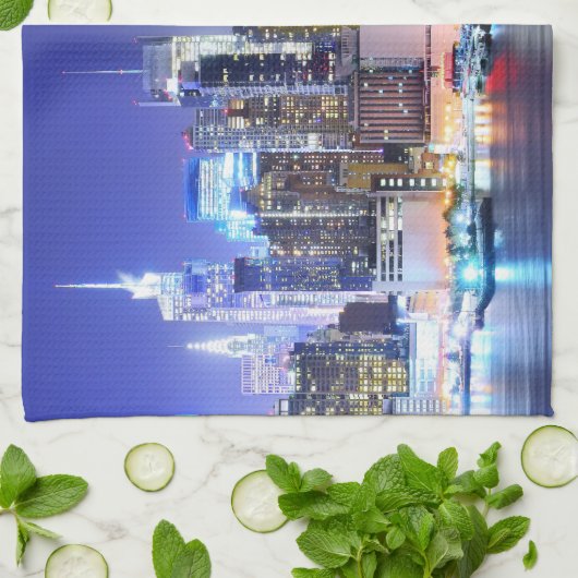 Manhattan en Hudson Theedoek (Gevouwen)