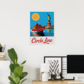 Manhattan Ferry Circle Line Statue Liberty Uitzich Poster (Thuiskantoor)