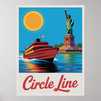 Manhattan Ferry Circle Line Statue Liberty Uitzich Poster