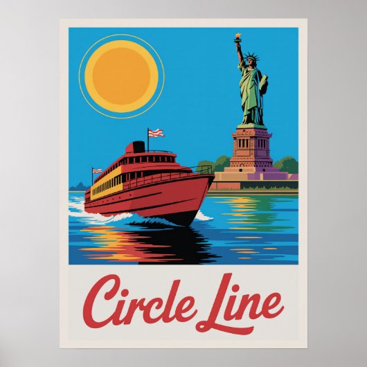 Manhattan Ferry Circle Line Statue Liberty Uitzich Poster (Voorkant)