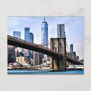 Manhattan, foto van cityscape met wolkenkrabbers briefkaart