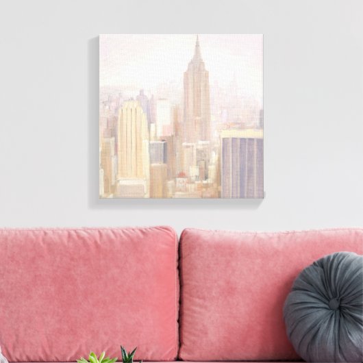 Manhattan in de Mist | New York City Canvas Afdruk (Insitu (Woonkamer))