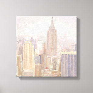 Manhattan in de Mist   New York City Canvas Afdruk