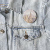 Manhattan in de Mist | New York City Ronde Button 5,7 Cm (In situ)