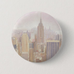 Manhattan in de Mist   New York City Ronde Button 5,7 Cm