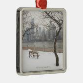 Manhattan in de winter metalen ornament (Rechts)