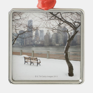 Manhattan in de winter metalen ornament