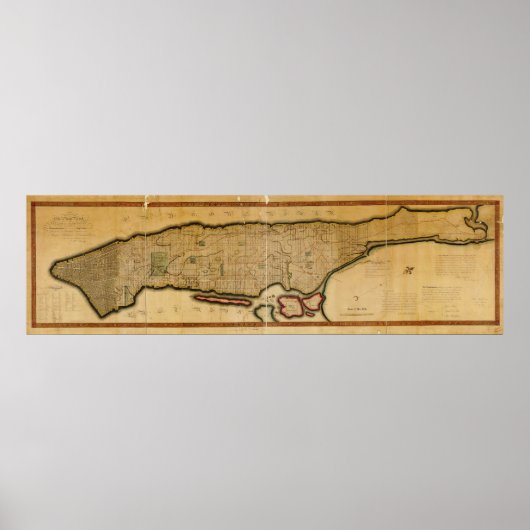 Manhattan Island New York City Map uit 1807 Poster (Voorkant)