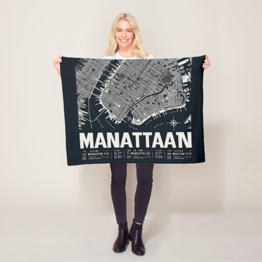 Manhattan Kaart Illustratie Fleece Deken (In situ)