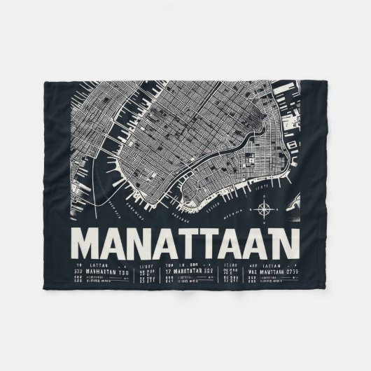 Manhattan Kaart Illustratie Fleece Deken (Voorkant (Horizontaal))