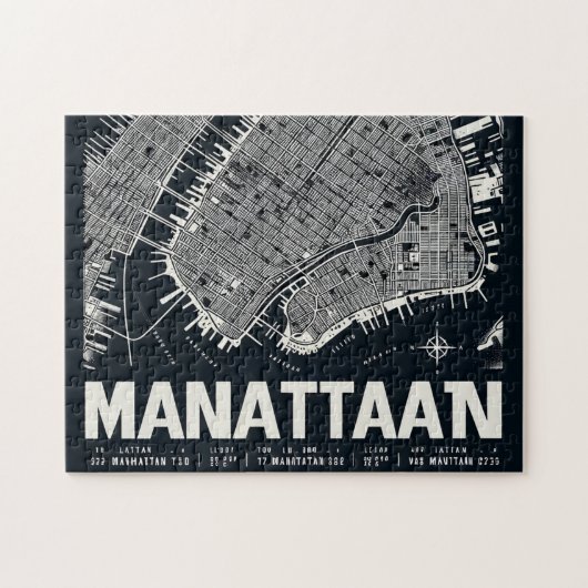 Manhattan Kaart Illustratie Legpuzzel (Horizontaal)