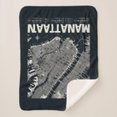 Manhattan Kaart Illustratie Sherpa Deken (Voorkant)