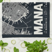 Manhattan Kaart Illustratie Theedoek (Gevouwen)