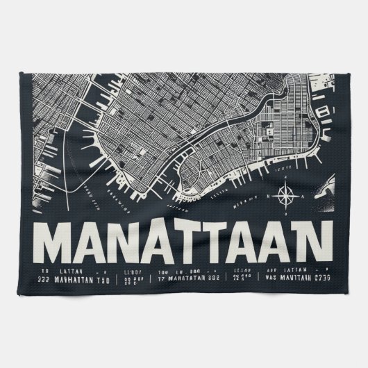 Manhattan Kaart Illustratie Theedoek (Horizontaal)
