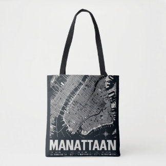 Manhattan Kaart Illustratie Tote Bag