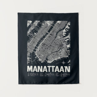 Manhattan Kaart Illustratie Wandkleed