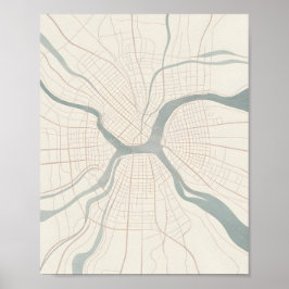 Manhattan Kaart Muur Kunst Poster Minimalistisch N