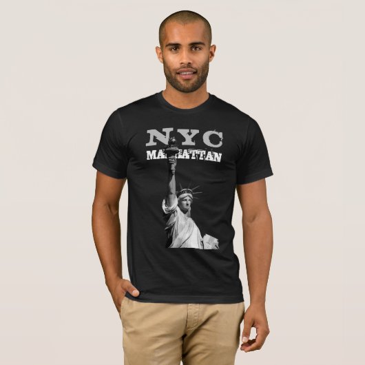 Manhattan Liberty Statue New York City Nyc Mannen T-shirt (Voorkant volledig)