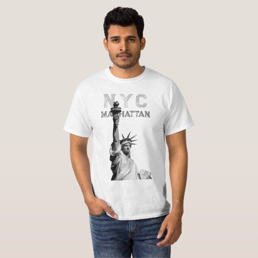 Manhattan Liberty Statue Nyc Mannen Elegant T-shirt (Voorkant volledig)